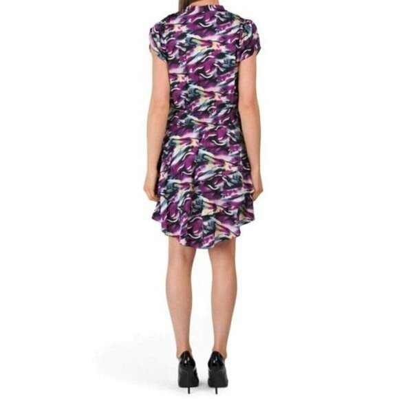 NWT Vertigo Printed Tiered Ruffle Hi-low Hem Mini Dress - Picture 3 of 6